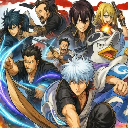 Гинтама x Удар монстра — постер аниме