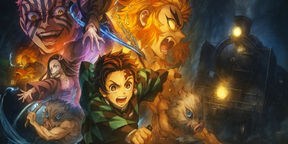 Истребитель демонов: Поезд «Бесконечный» [ТВ] — баннер