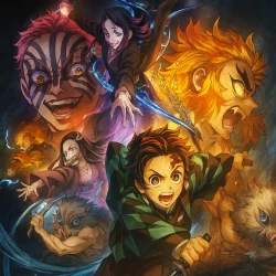 Истребитель демонов: Поезд «Бесконечный» [ТВ] — постер аниме