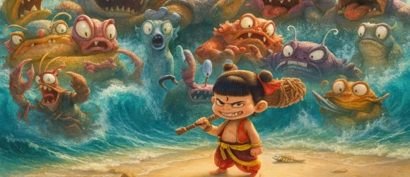 Нэчжа побеждает Царя драконов — баннер