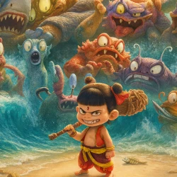 Нэчжа побеждает Царя драконов — постер аниме