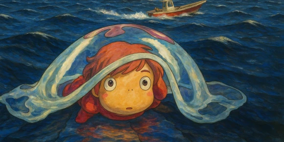 Рыбка Поньо на утесе — баннер