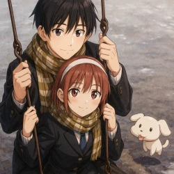 С его стороны - с ее стороны — постер аниме