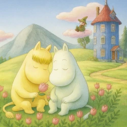 Счастливое семейство Муми-троллей — постер аниме